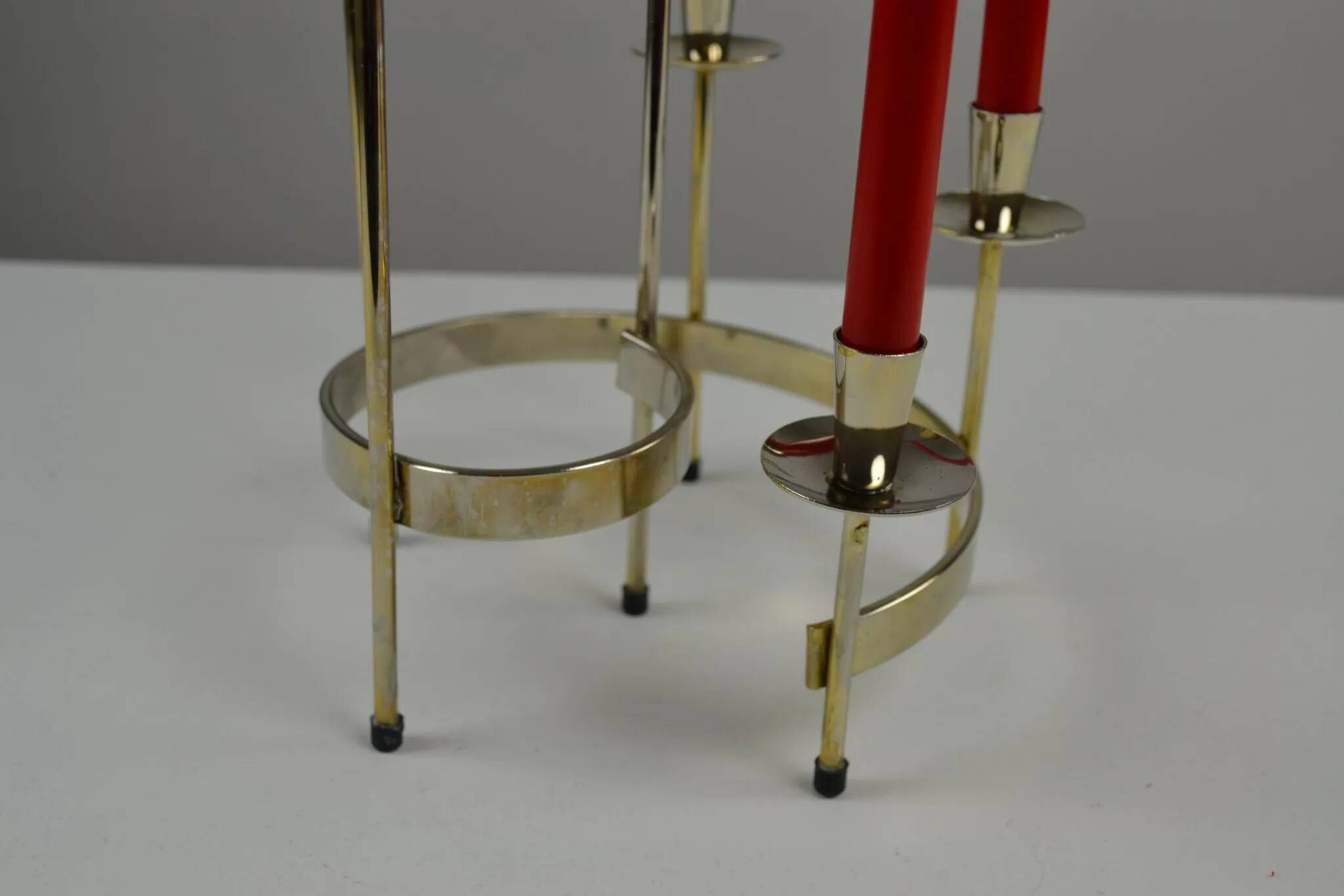 Pair of white metal candle holders "Spiral" by Gunnar Ander for Ystad-Metall, Sweden, 1960s.