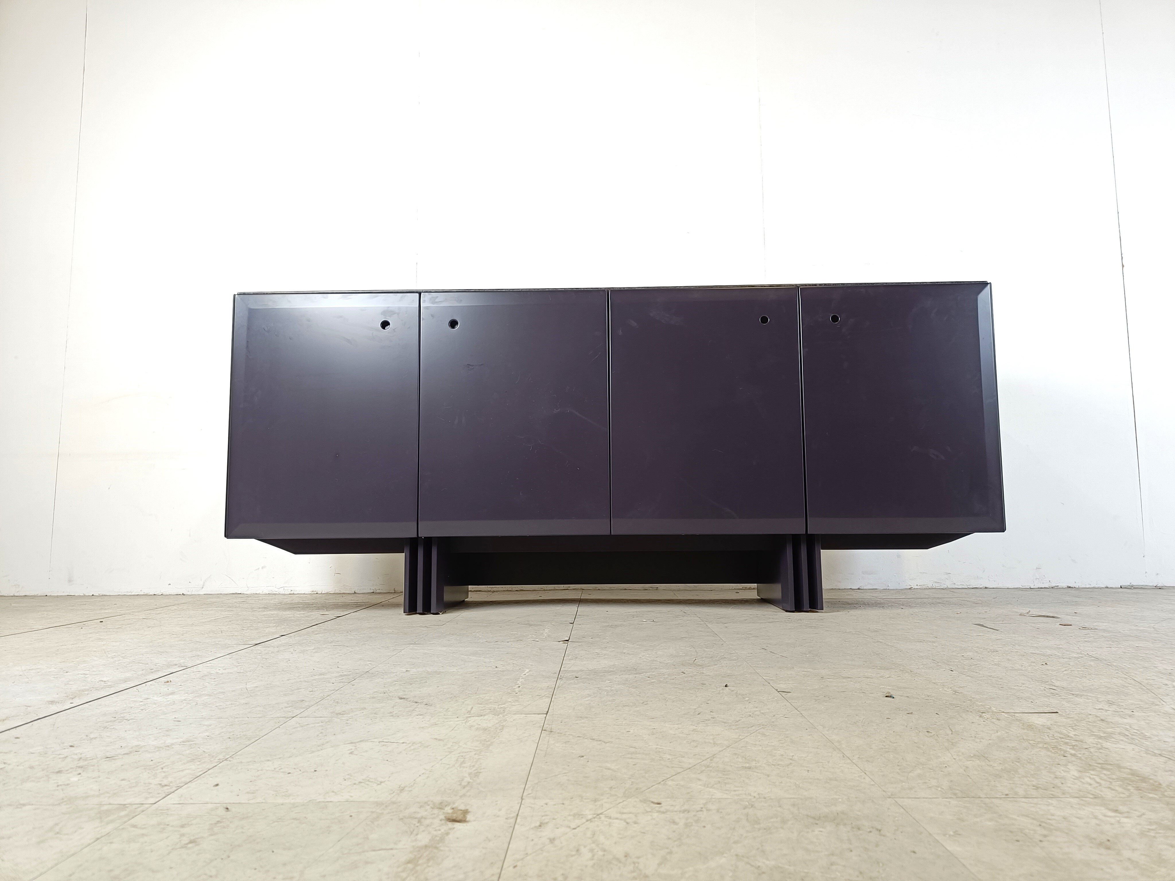 Vintage dark blue sideboard, 1980s