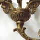 Pair Early 20th Century Rococo Revival Brass 5 Light Candle Wall Sconces