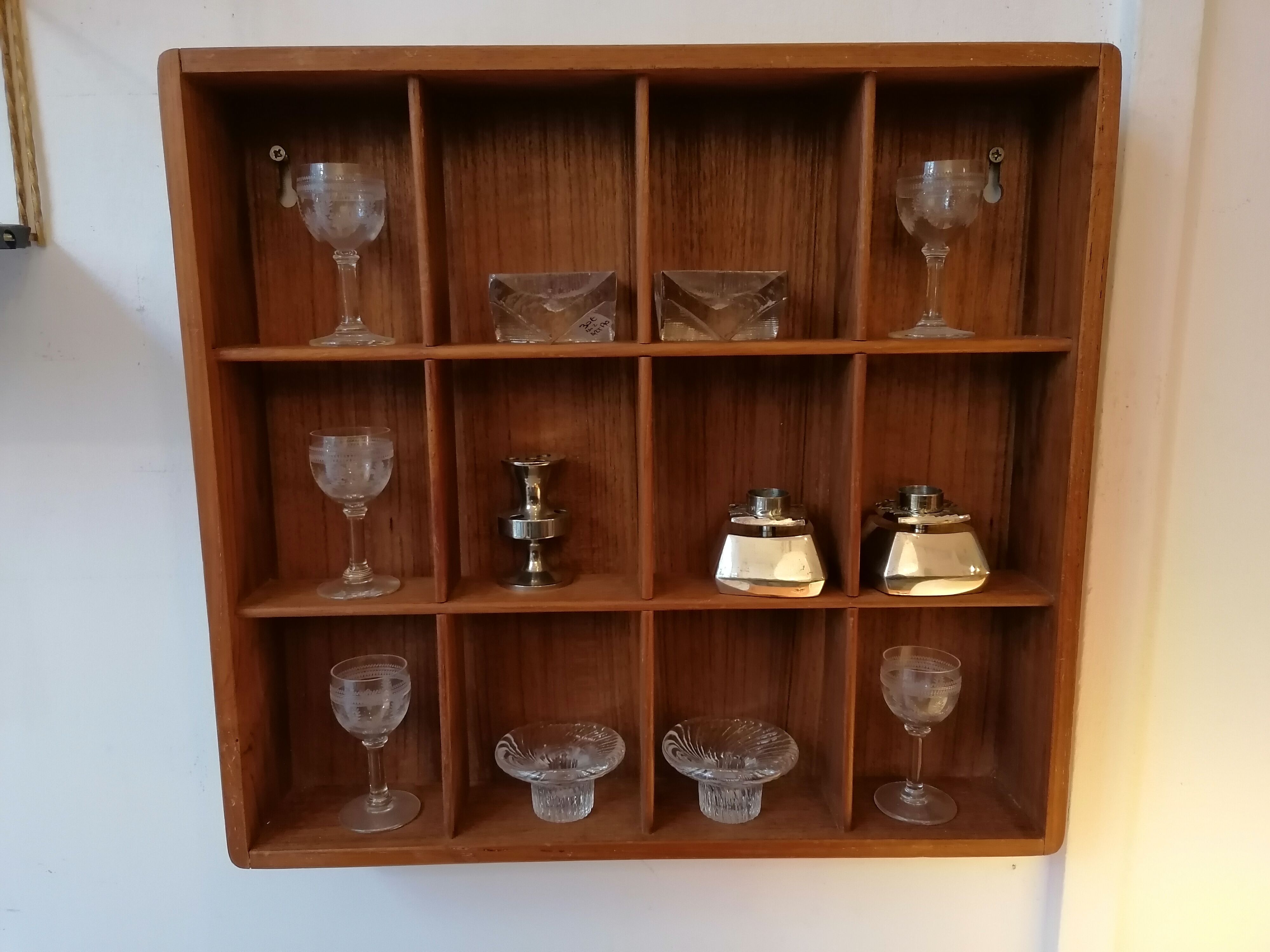 12-locker box presentation frame, teak, 1960