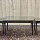 English nesting tables in mahogany and leather top under glass - work from the 1950s