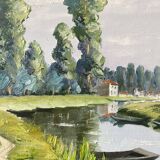 Signed river landscape