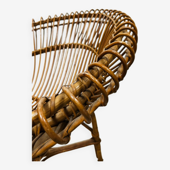 Designer rattan armchair 1960