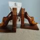 Wooden bookends with clog decoration, Breton craftsmanship, circa 1970