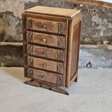 Art Deco wooden chest of drawers with 5 drawers