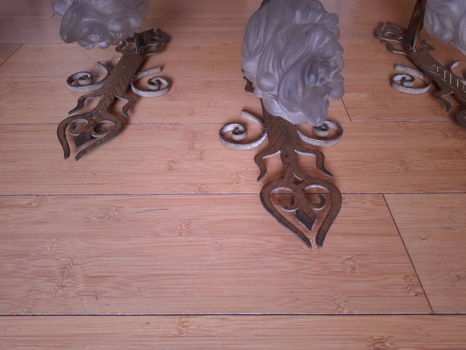 3 gold metal torchere wall lights