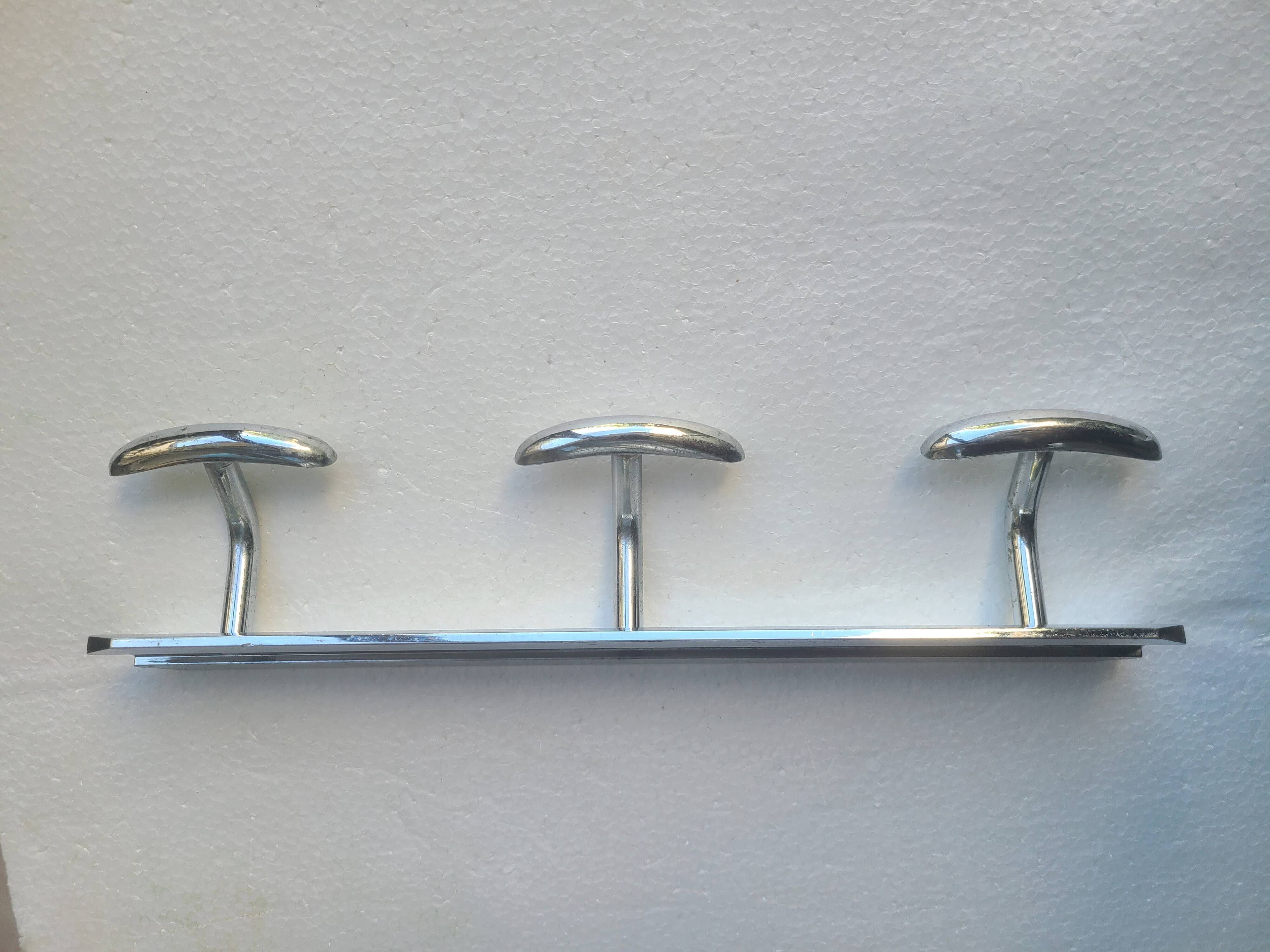 3-hook coat rack, chrome-plated, 60s