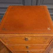 Furniture Cardboard chiffonnier leather patina fawn struck with iron 5 drawers