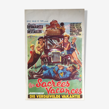 Affiche cinéma "Ces Sacrées Vacances" 35x54cm 1956