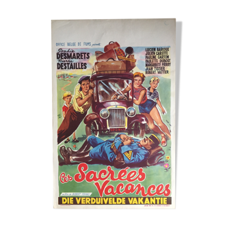 Affiche cinéma "Ces Sacrées Vacances" 35x54cm 1956