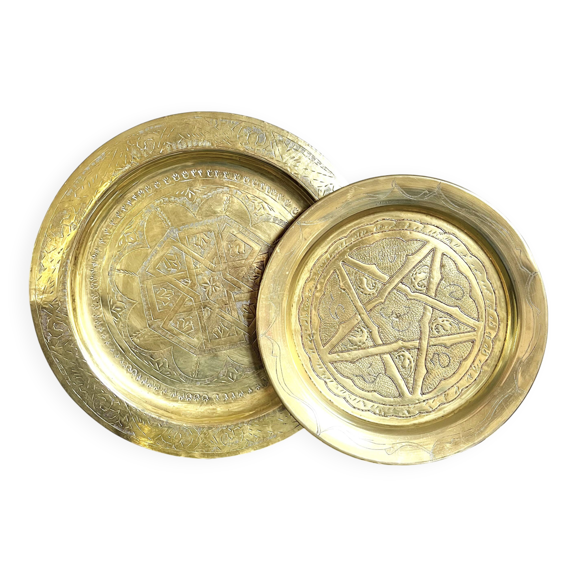 Vintage oriental brass plates