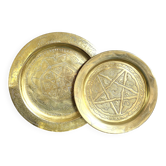 Vintage oriental brass plates