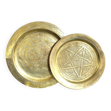 Vintage oriental brass plates