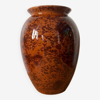 Grand vase marron tacheté