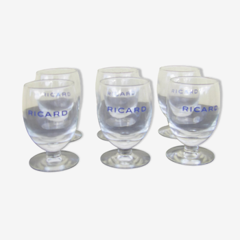 Série de 6 verres à Ricard vintage