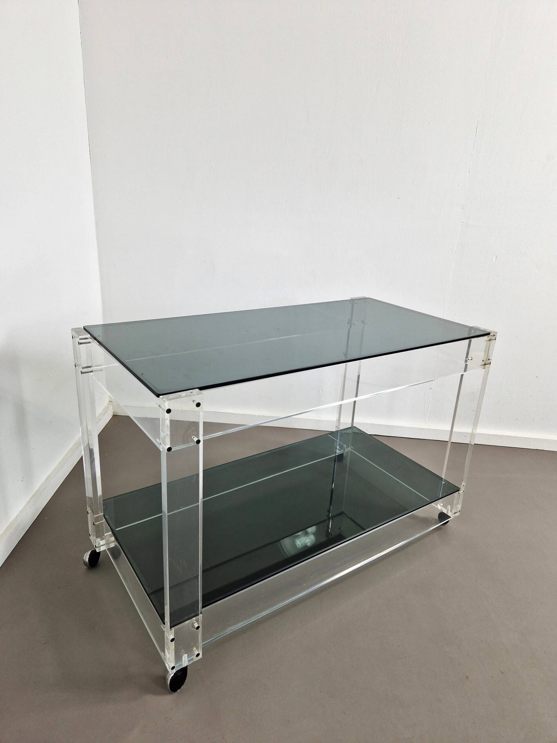 Lucite and smoked glass trolley | 1970s