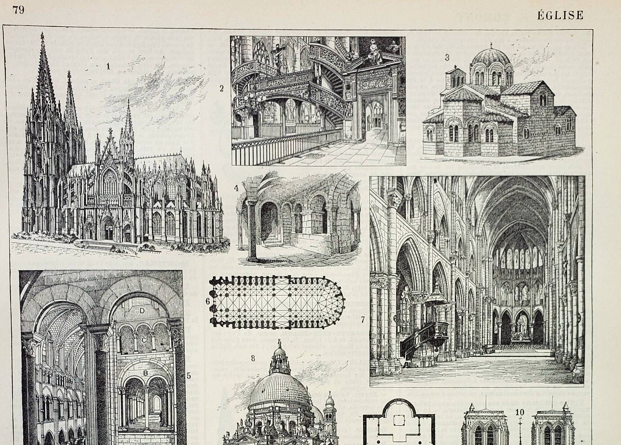 Old engraving 1898, Church, cathedral, religious • Original and vintage lithograph