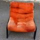 Vintage orange Scandinavian armchair from the 70s, velvet armchair