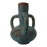 German studio ceramic handle vase by Lu & Gerd Grove, Lübeck, 1960s