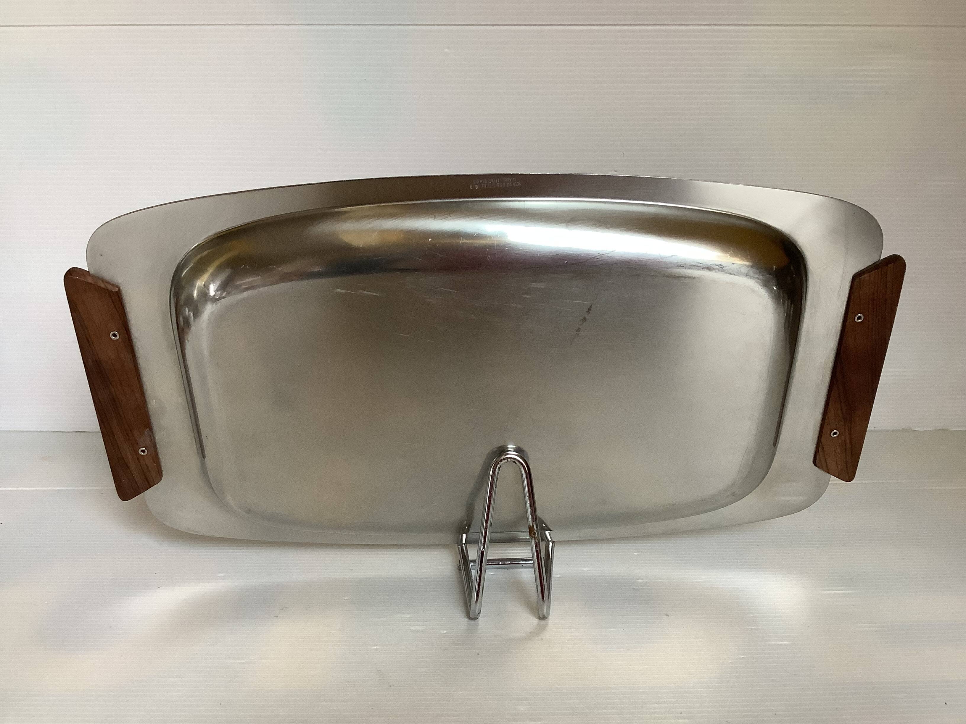 Denmark Scandinavian metal and teak dish