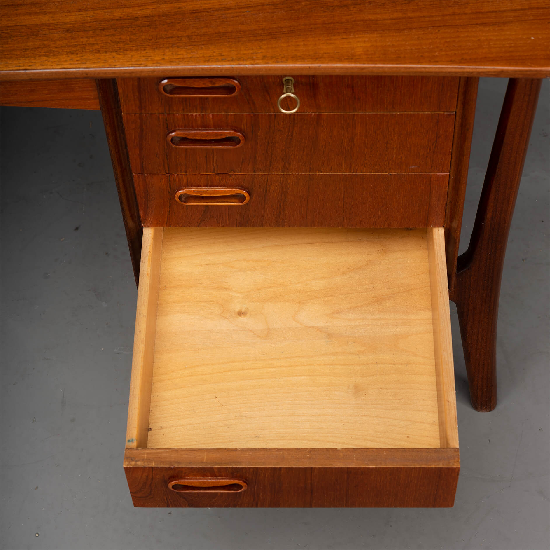 Danish vintage teak design desk by svend age madsen for hp hansen, 1960s