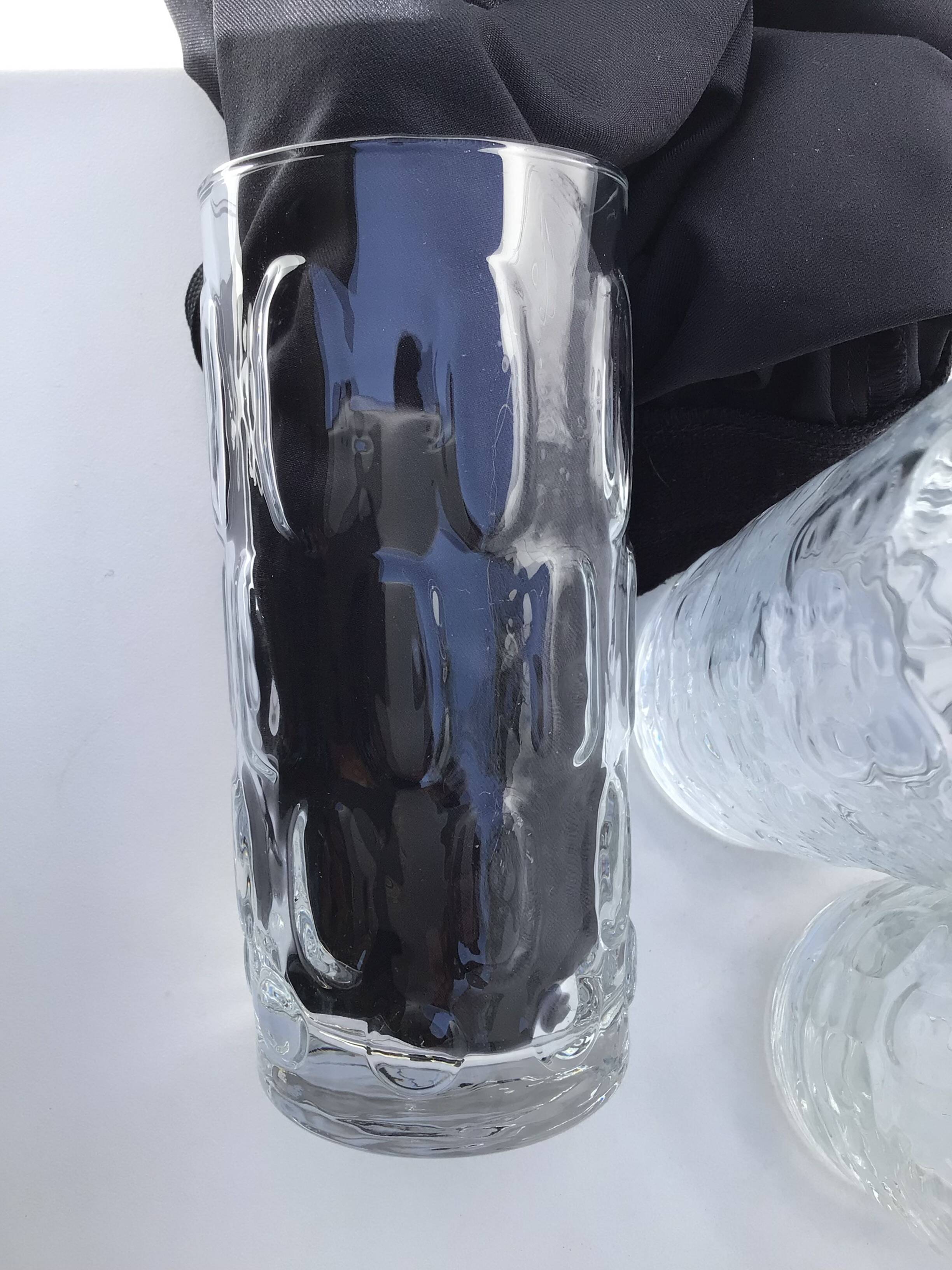 6 Long drink glasses relief glass oval bubbles Pernod