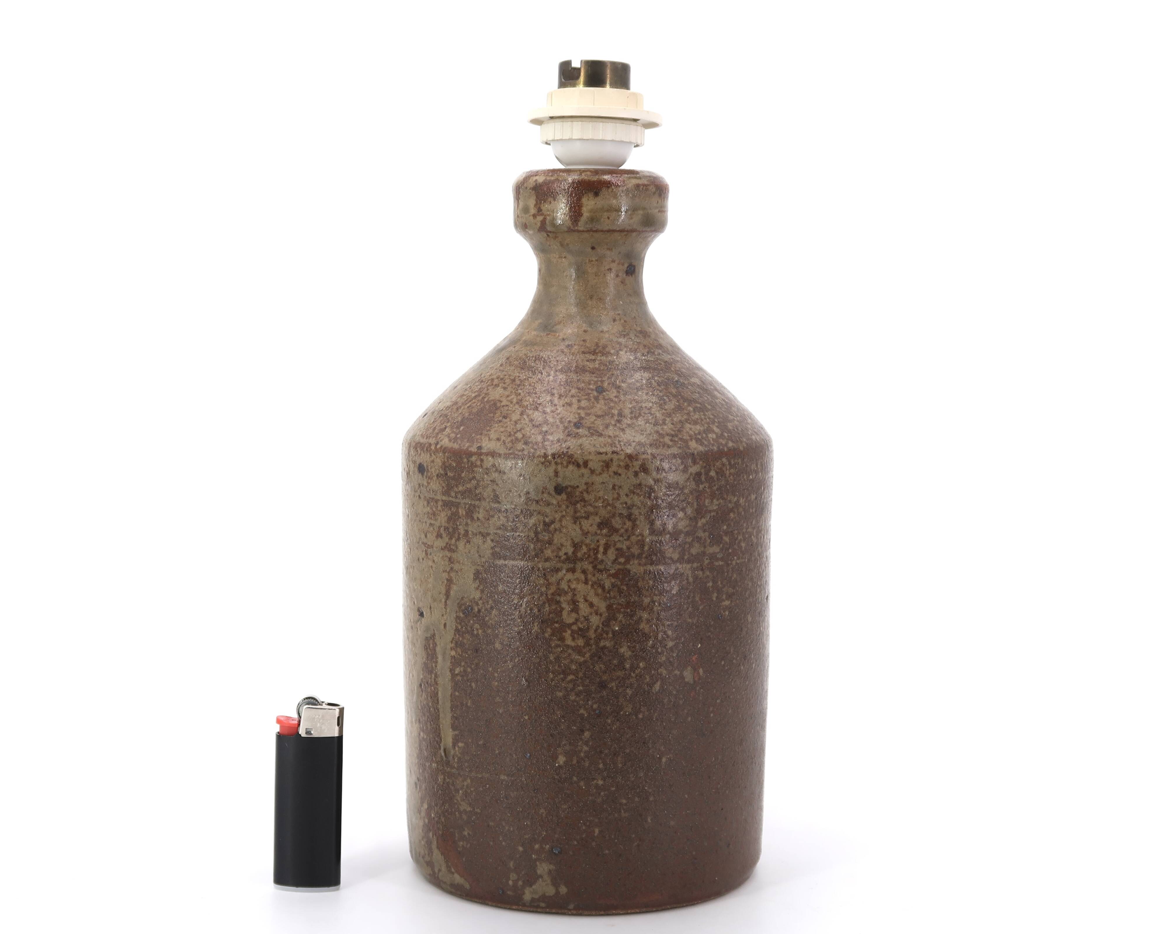 Cylindrical stoneware potter's lamp base, 1970s