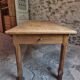 Old farmhouse dining table, rustic kitchen, poplar top, chestnut base, two drawers, 1800–1850.