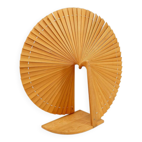 Paravent en pin en forme d'éventail de style moderne, France, années 1970 - Ø 113cm
