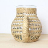 Wicker/rattan pitcher and glass