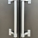 Metal kitchen cabinet, aluminum marshal's baton handles; 1950s