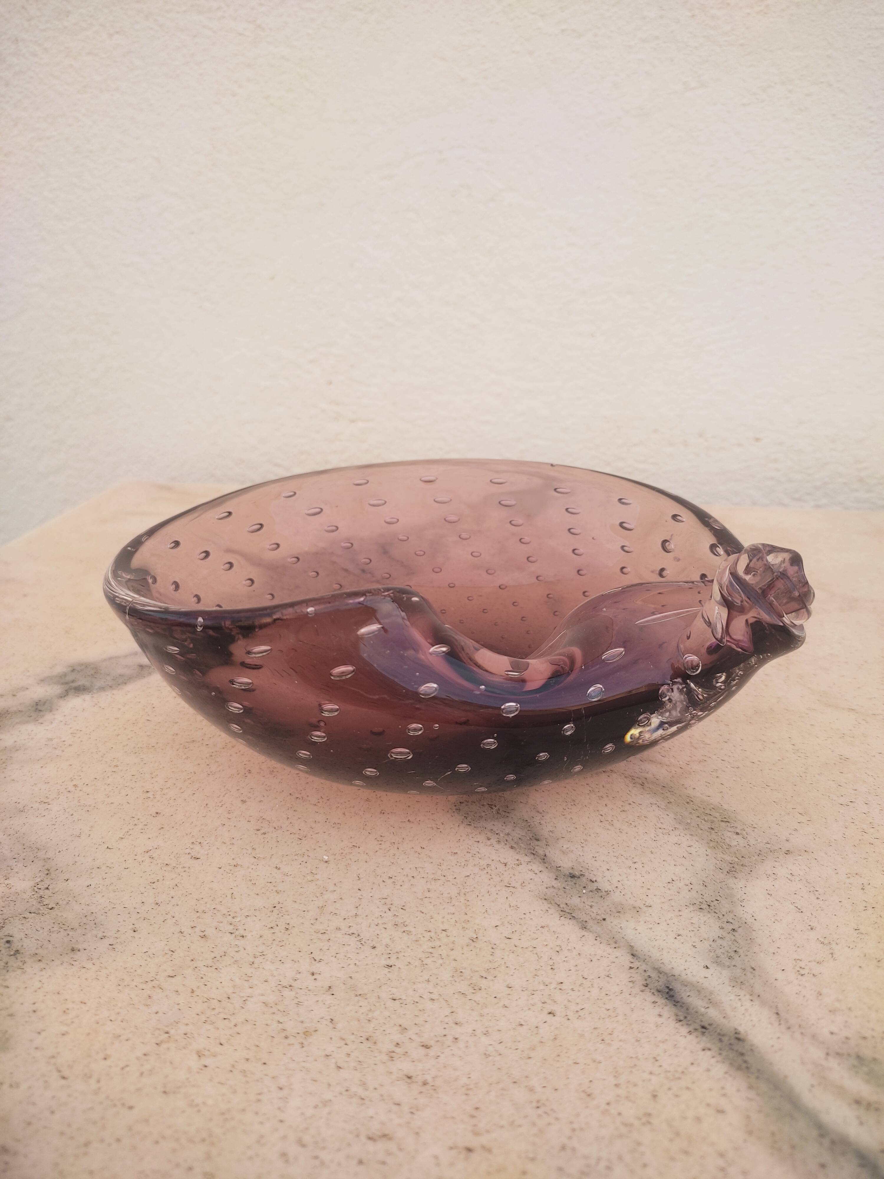 Vacuum amethyst glass pocket by Murano