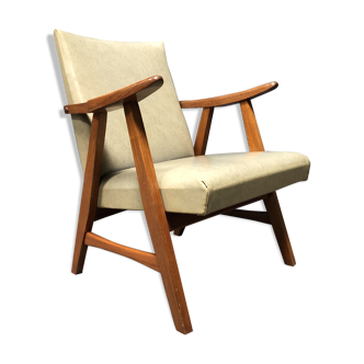 Beige vintage armchair, Dutch from the 1950s