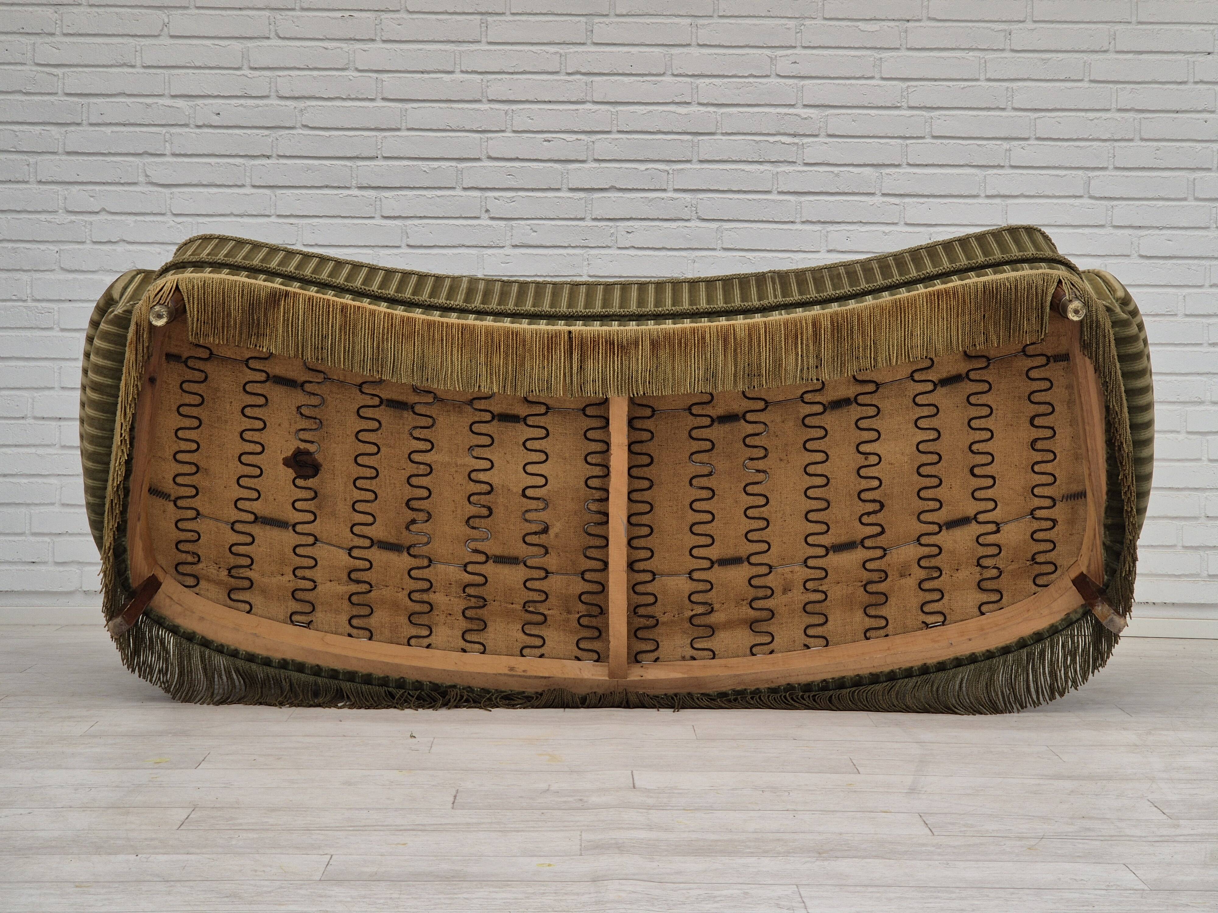 1960s, Danish 3-seater "Banan" sofa, original green velour.