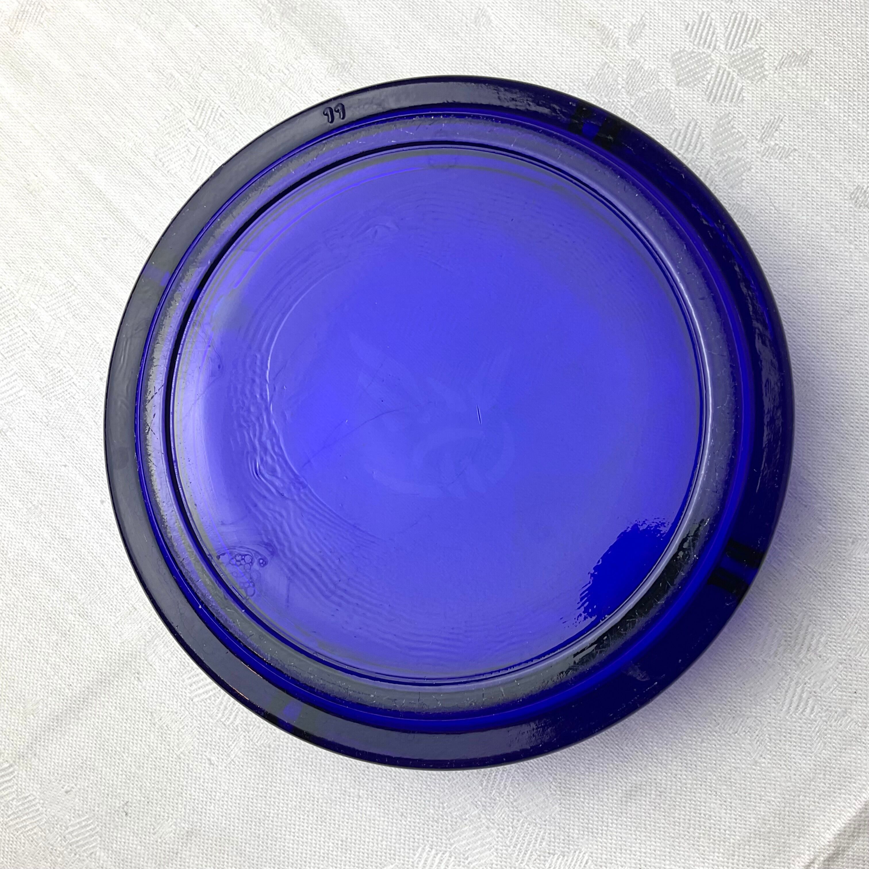 Blue glass ashtray