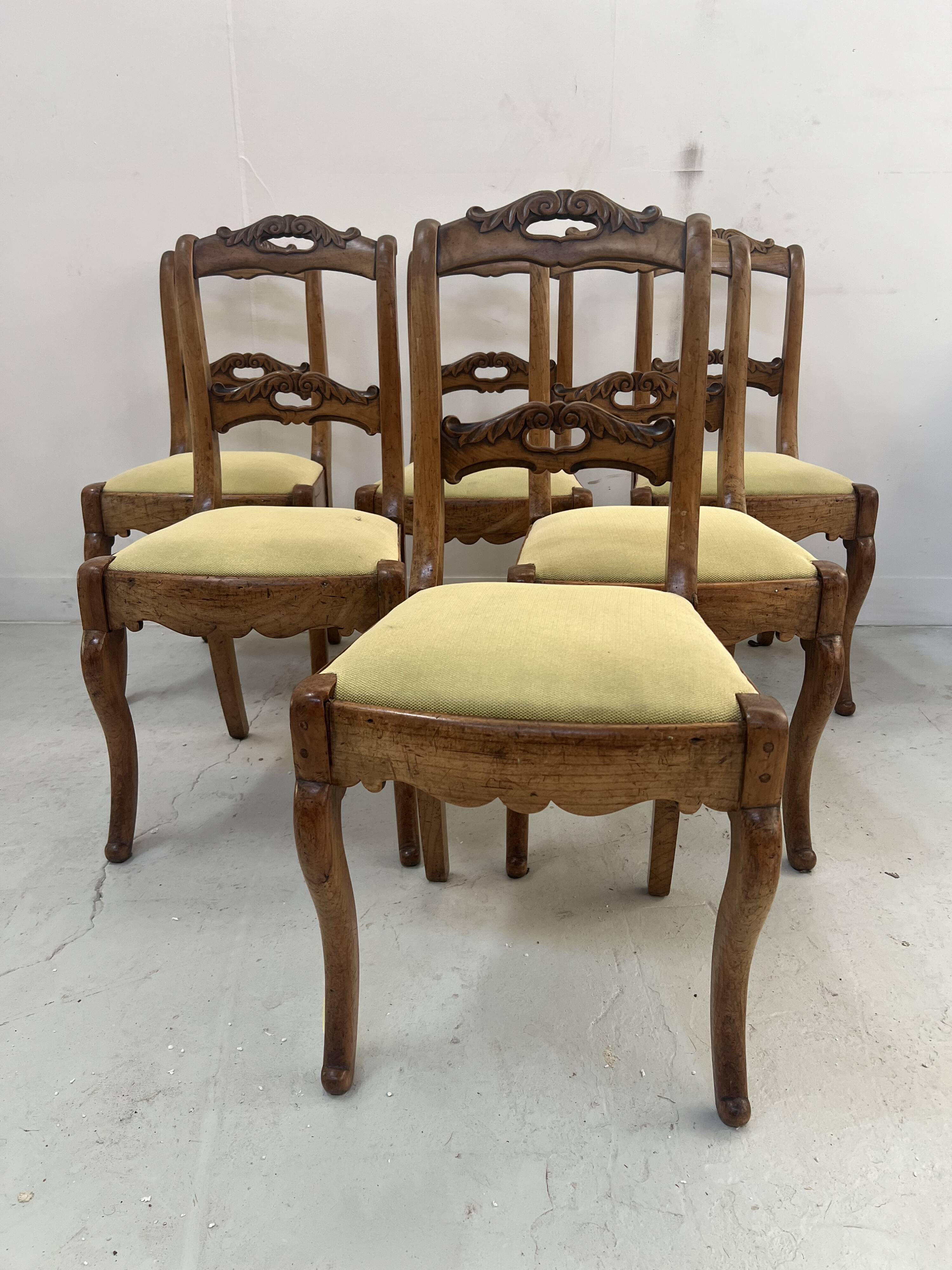 Set of six Louis Philippe style chairs in cherry wood, 19th century