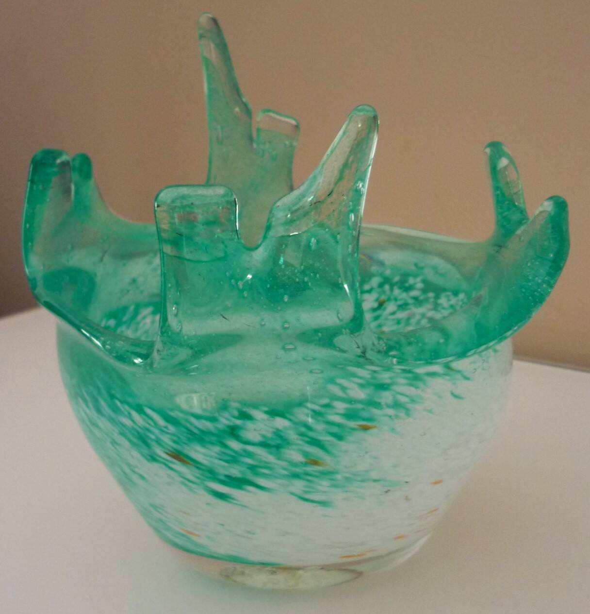 Blown glass empty pocket, thick, free-form, 80s design