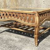 Rectangular coffee table, bamboo, rattan and wicker, vintage, 60s
