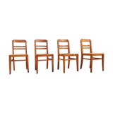 Lot of 4 chairs straw and wood
