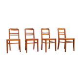 Set of 4 straw and wood chairs