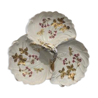 Plat à mignardises en porcelaine de limoges richement décoré, fin XlXeme