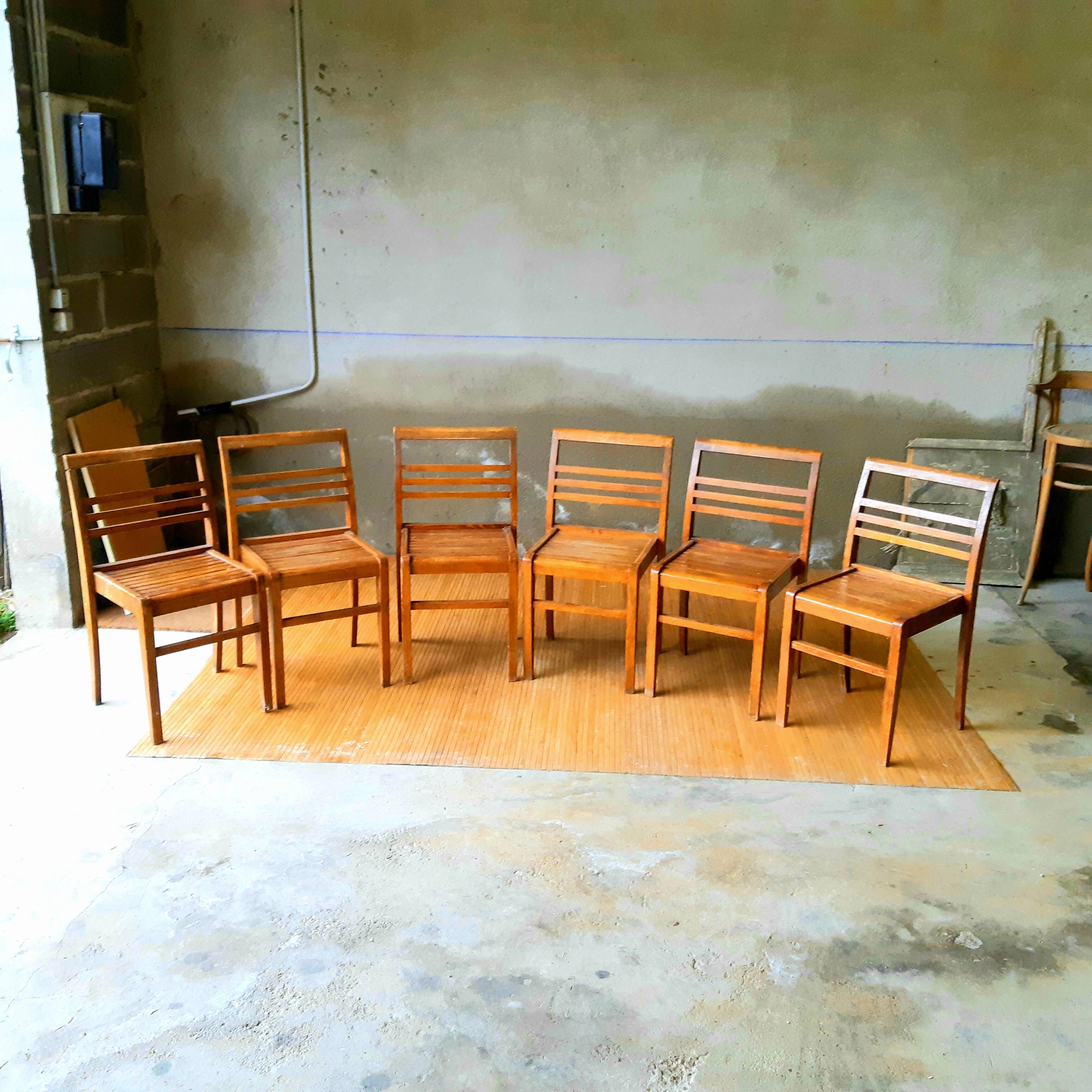 Suite of 6 chairs by René Gabriel