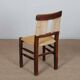 Set of 4 wooden chairs with rush seats, French work, 1940.
