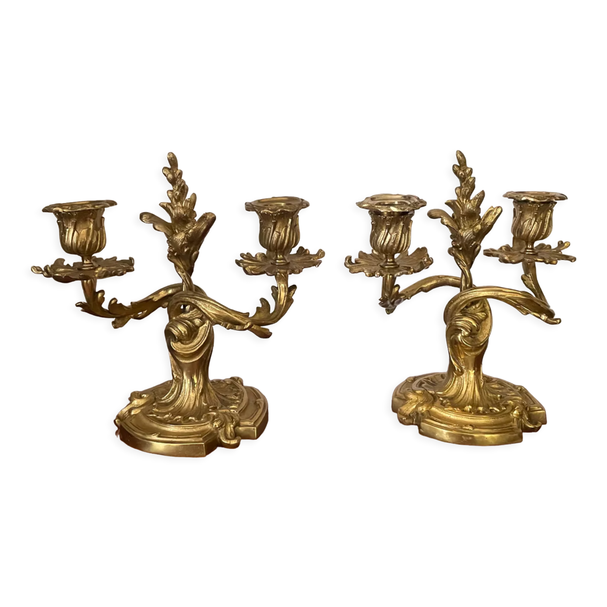 Paire de chandeliers en bronze 19ème