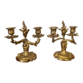 Pair of 19th century bronze candlesticks