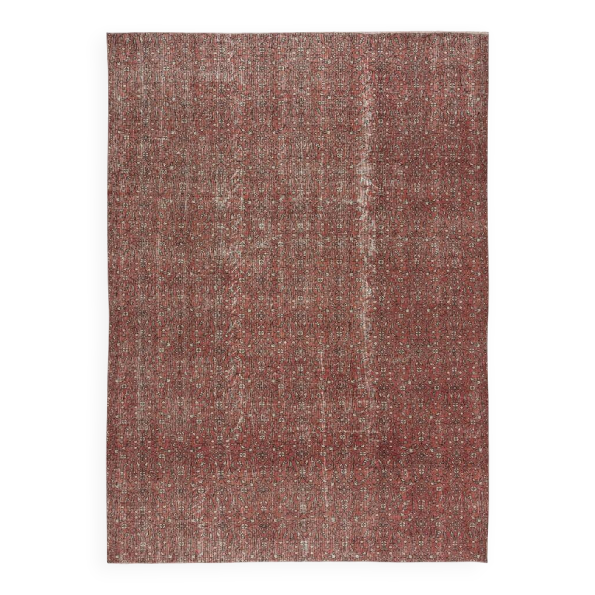Hand-knotted Vintage Turkish Red Wool Area Rug with Floral Design for Home and Office Decor