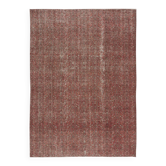 Hand-knotted Vintage Turkish Red Wool Area Rug with Floral Design for Home and Office Decor