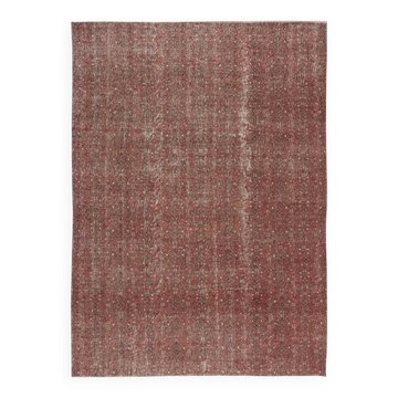 Hand-knotted Vintage Turkish Red Wool Area Rug with Floral Design for Home and Office Decor