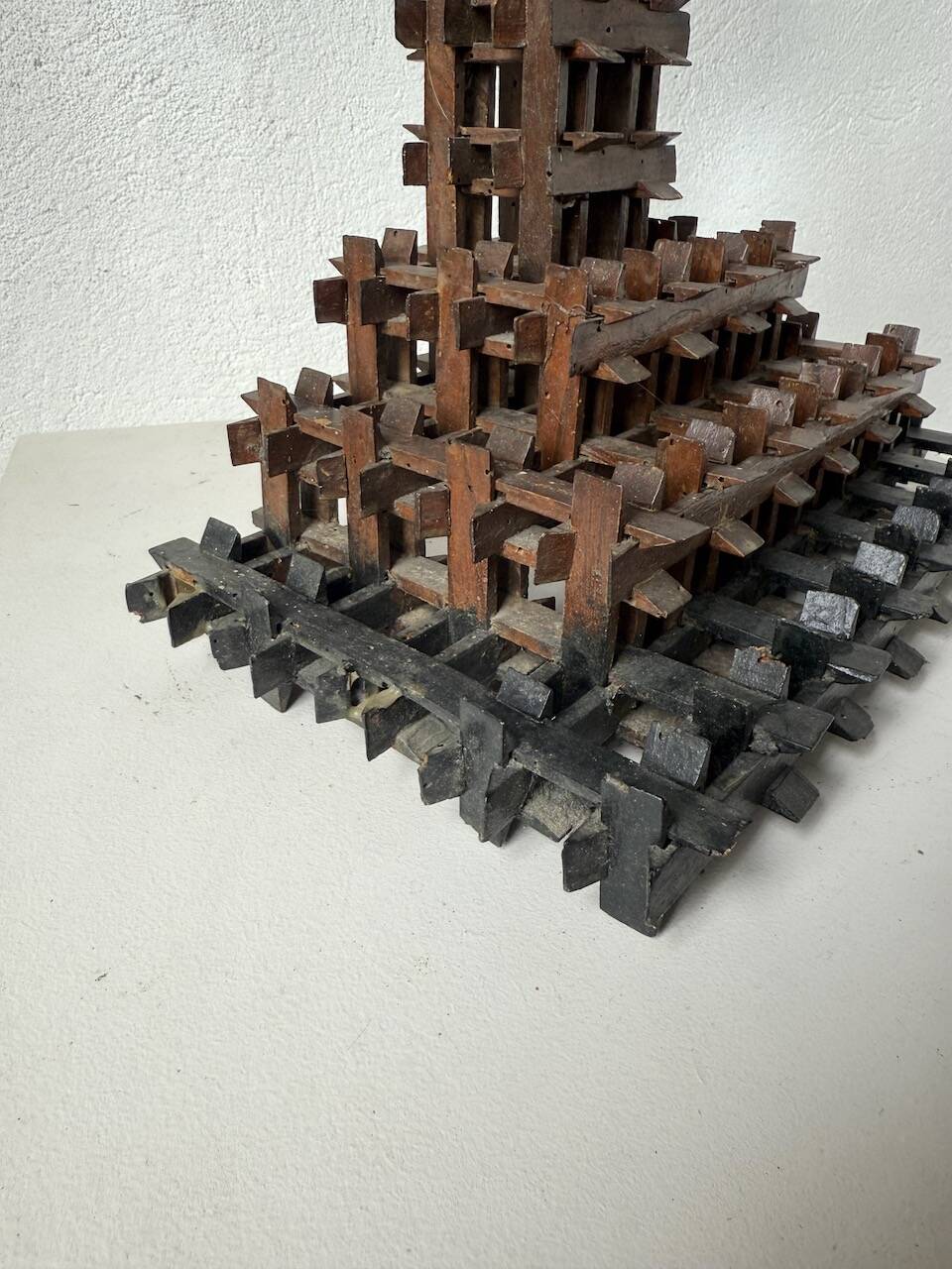 Crucifix sculpture Tramp Art 1900