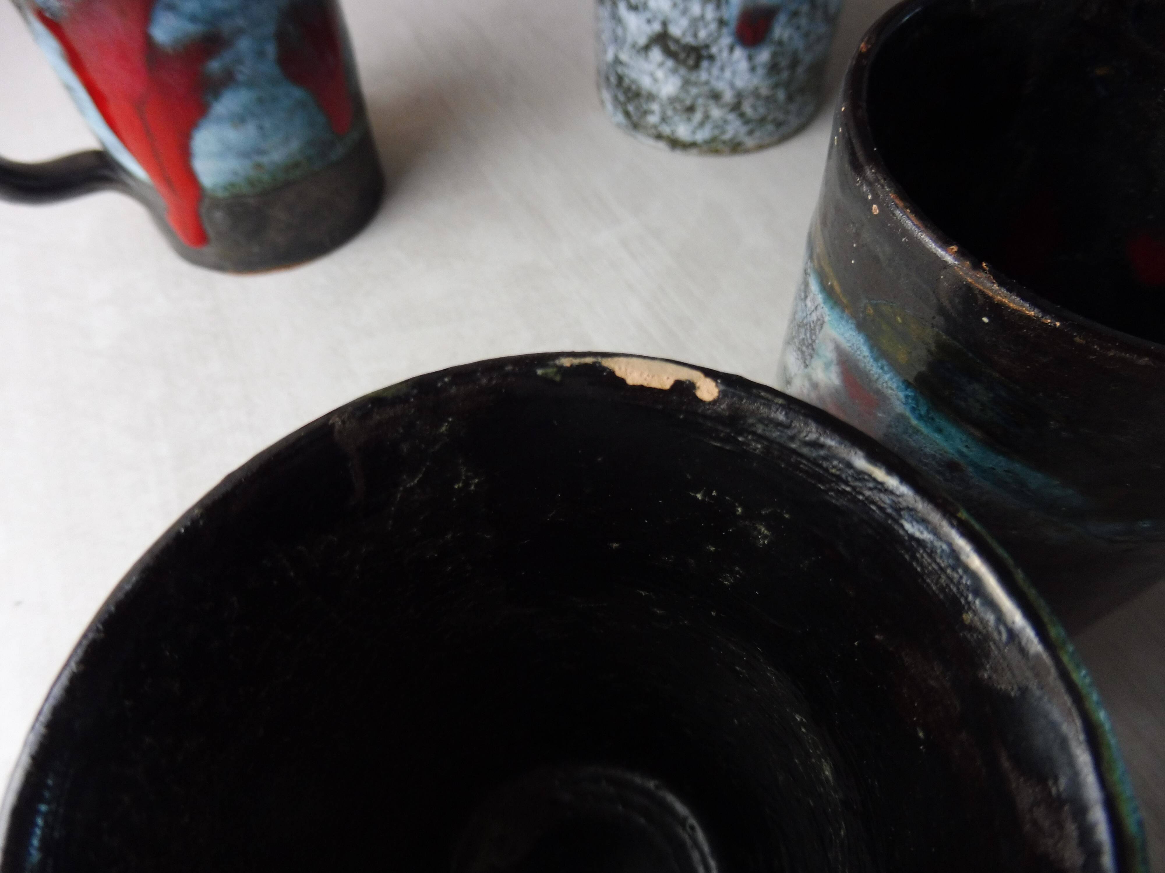 Lot of 6 cups, terracotta, from Vallauris